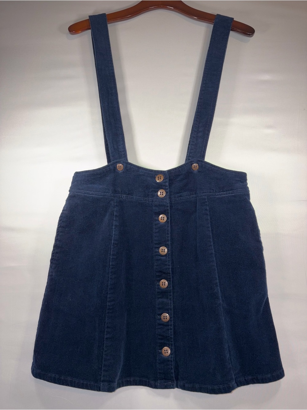Forever 21 LA navy blue corduroy suspender skirt